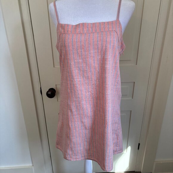 Pastel Pinstriped Cotton Dobby Weave Sundress by O'Neill, Size Medium - Picture 1 of 13